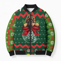 German Shepherd Ornament Christmas Bomber Puffer Jacket Xmas Holiday Patterns - Wonder Print Shop