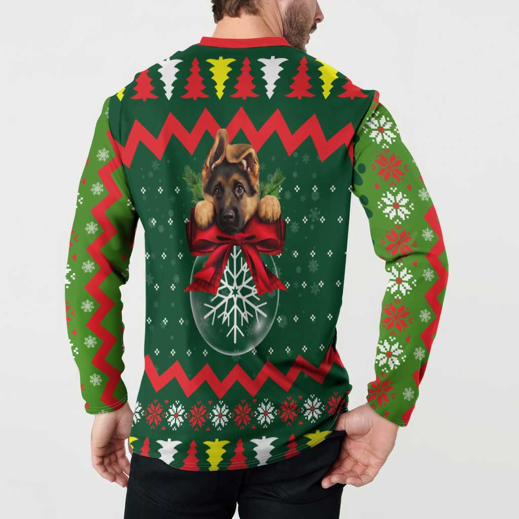 German Shepherd Ornament Christmas Button Sweatshirt Xmas Holiday Patterns - Wonder Print Shop