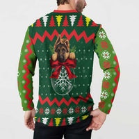 German Shepherd Ornament Christmas Button Sweatshirt Xmas Holiday Patterns - Wonder Print Shop