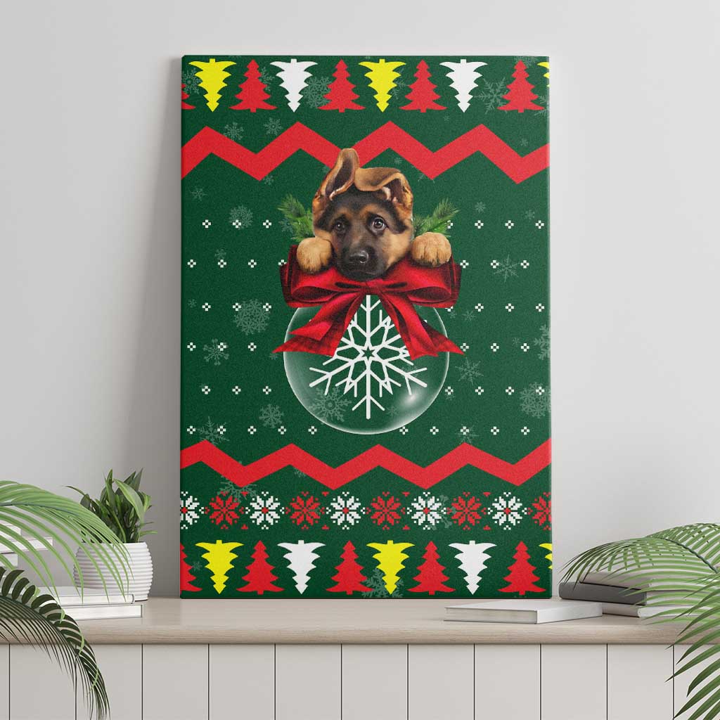 German Shepherd Ornament Christmas Canvas Wall Art Xmas Holiday Patterns - Wonder Print Shop