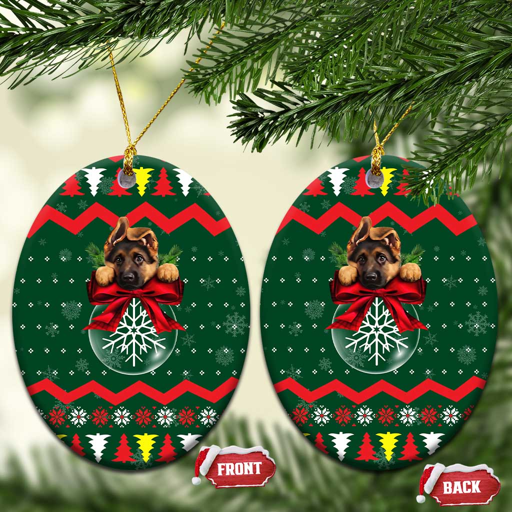 German Shepherd Ornament Christmas Ceramic Ornament Xmas Holiday Patterns - Wonder Print Shop
