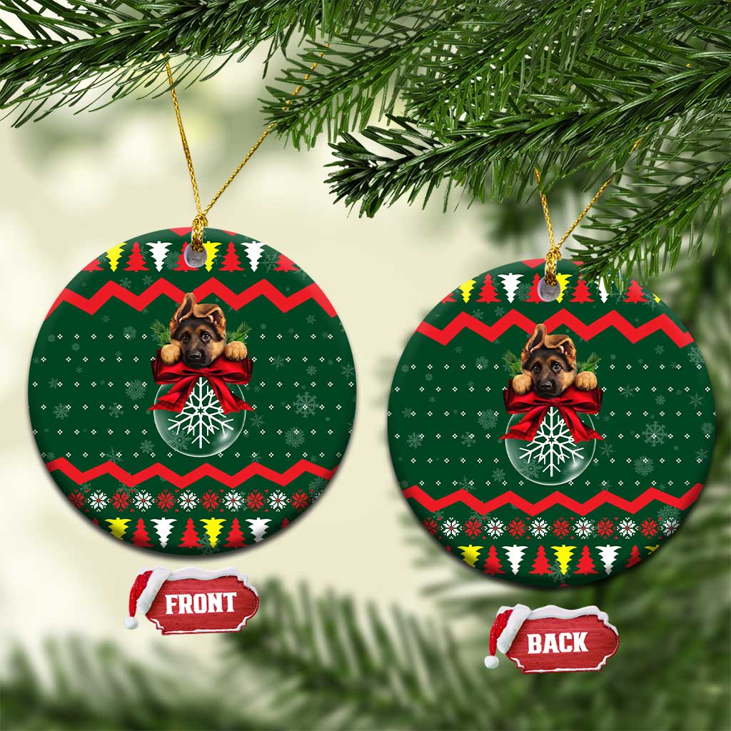German Shepherd Ornament Christmas Ceramic Ornament Xmas Holiday Patterns - Wonder Print Shop