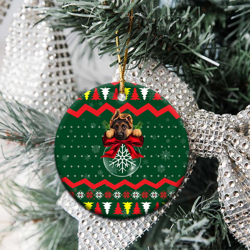 German Shepherd Ornament Christmas Ceramic Ornament Xmas Holiday Patterns - Wonder Print Shop