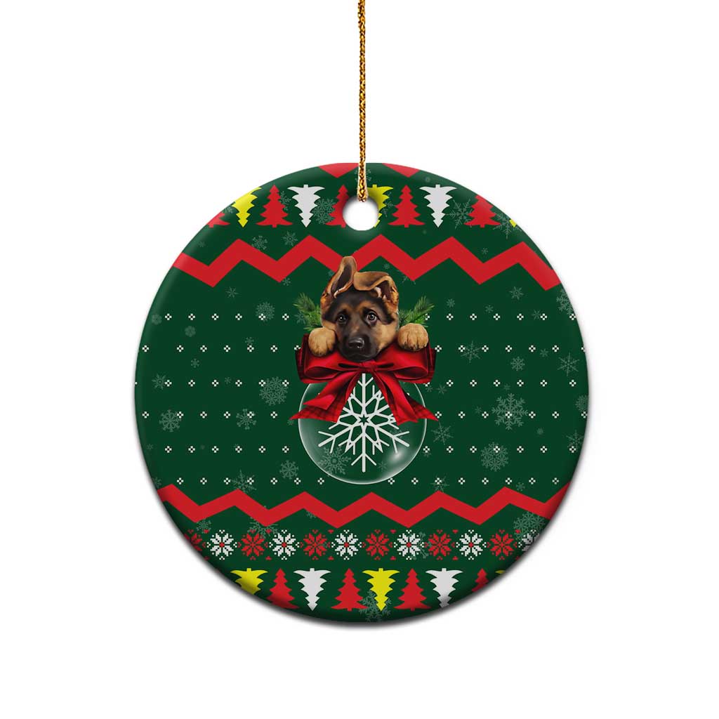 German Shepherd Ornament Christmas Ceramic Ornament Xmas Holiday Patterns - Wonder Print Shop