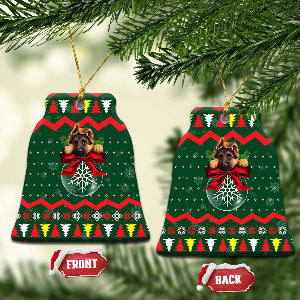 German Shepherd Ornament Christmas Ceramic Ornament Xmas Holiday Patterns - Wonder Print Shop