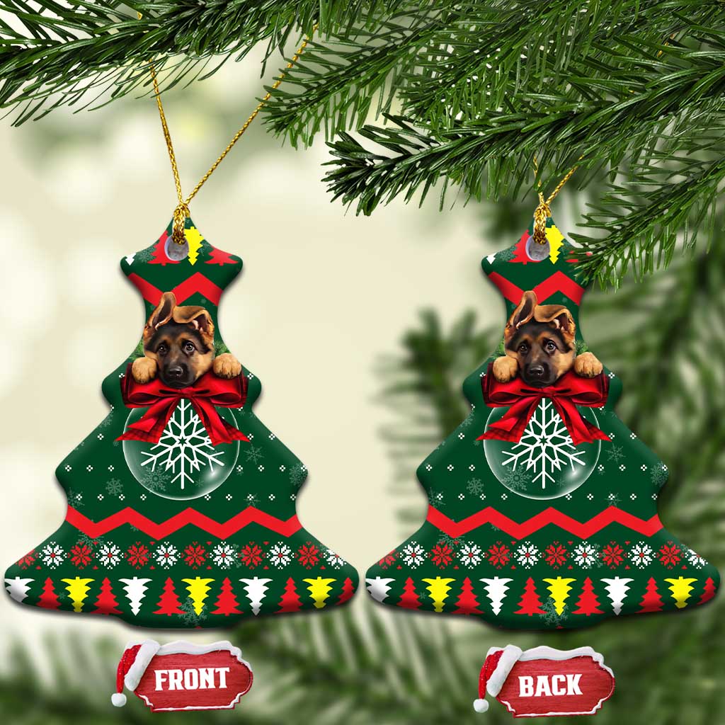 German Shepherd Ornament Christmas Ceramic Ornament Xmas Holiday Patterns - Wonder Print Shop