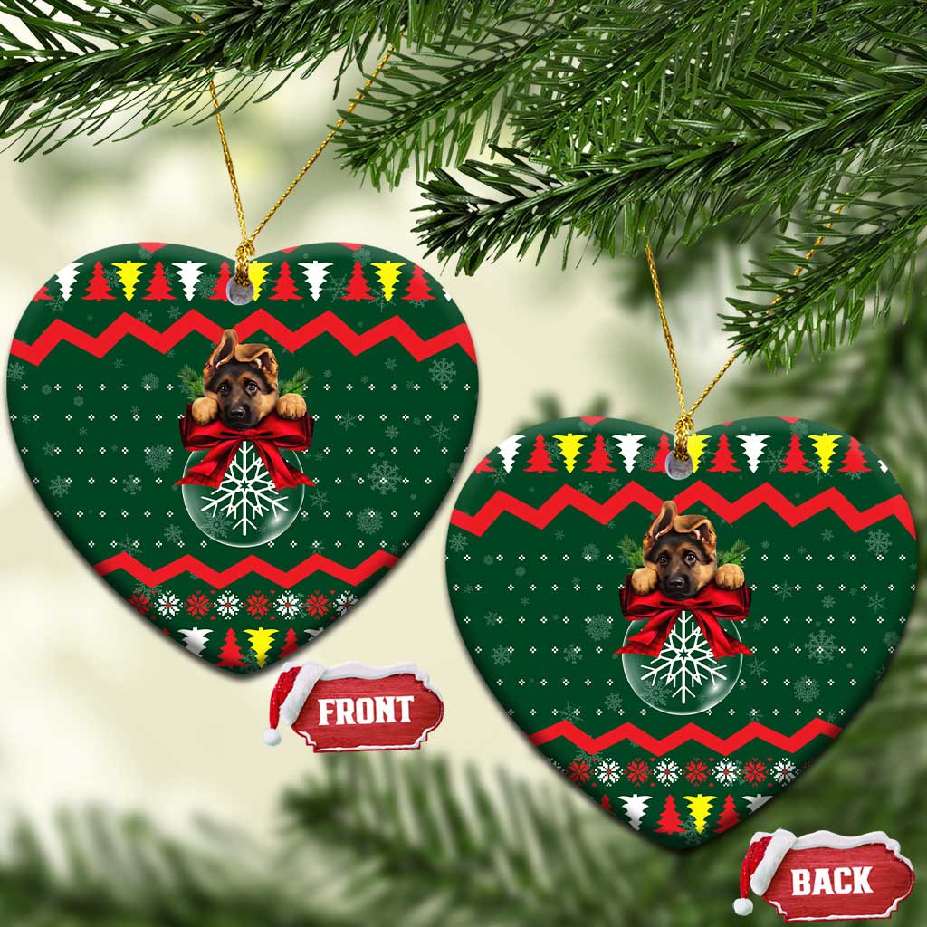 German Shepherd Ornament Christmas Ceramic Ornament Xmas Holiday Patterns - Wonder Print Shop