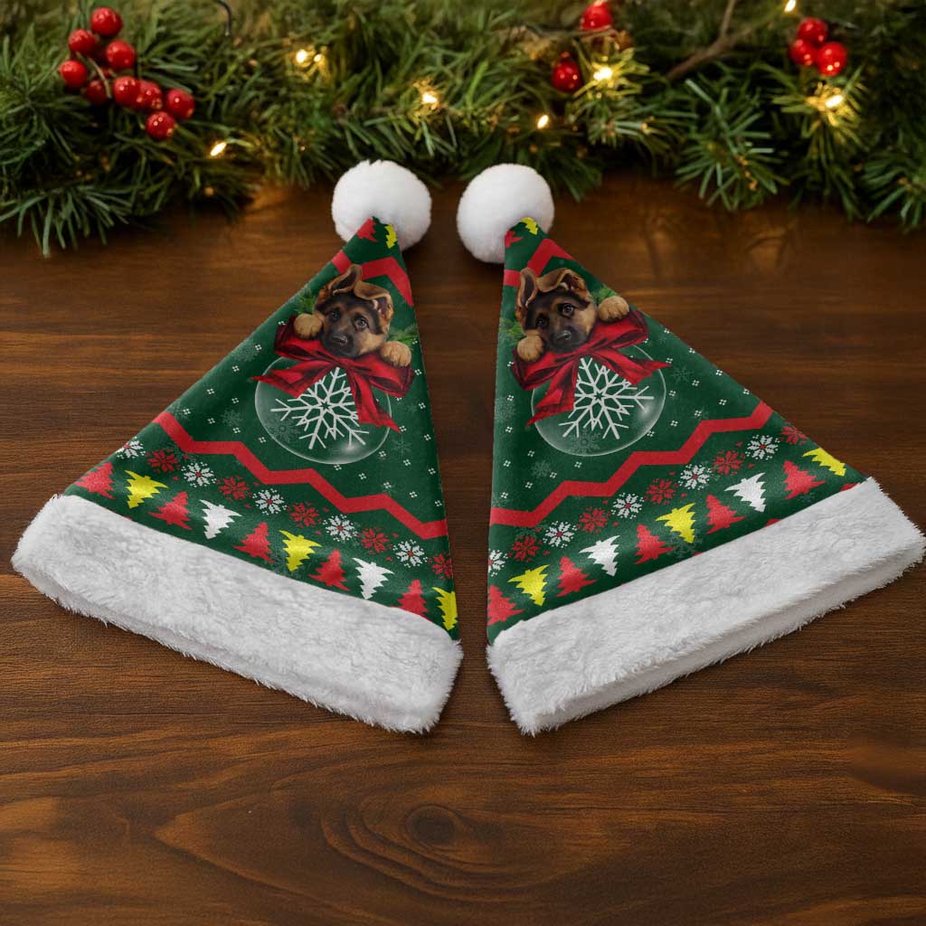 German Shepherd Ornament Christmas Santa Hat Xmas Holiday Patterns - Wonder Print Shop