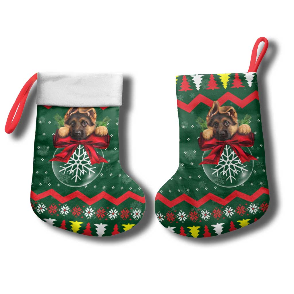 German Shepherd Ornament Christmas Stocking Xmas Holiday Patterns - Wonder Print Shop