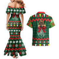 German Shepherd Ornament Christmas Couples Matching Mermaid Dress and Hawaiian Shirt Xmas Holiday Patterns - Wonder Print Shop