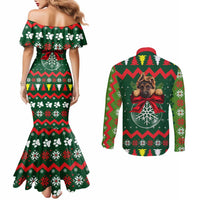 German Shepherd Ornament Christmas Couples Matching Mermaid Dress and Long Sleeve Button Shirt Xmas Holiday Patterns - Wonder Print Shop