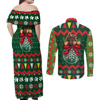 German Shepherd Ornament Christmas Couples Matching Off Shoulder Maxi Dress and Long Sleeve Button Shirt Xmas Holiday Patterns - Wonder Print Shop