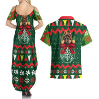 German Shepherd Ornament Christmas Couples Matching Summer Maxi Dress and Hawaiian Shirt Xmas Holiday Patterns - Wonder Print Shop