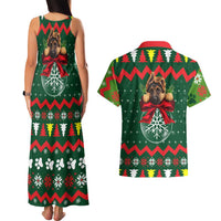 German Shepherd Ornament Christmas Couples Matching Tank Maxi Dress and Hawaiian Shirt Xmas Holiday Patterns - Wonder Print Shop