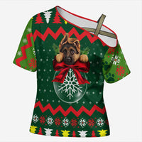 German Shepherd Ornament Christmas Cross Shoulder Shirt Xmas Holiday Patterns - Wonder Print Shop