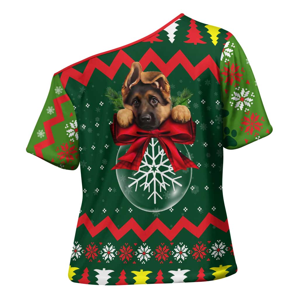 German Shepherd Ornament Christmas Cross Shoulder Shirt Xmas Holiday Patterns - Wonder Print Shop