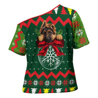 German Shepherd Ornament Christmas Cross Shoulder Shirt Xmas Holiday Patterns - Wonder Print Shop