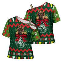 German Shepherd Ornament Christmas Cross Shoulder Shirt Xmas Holiday Patterns - Wonder Print Shop