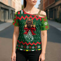 German Shepherd Ornament Christmas Cross Shoulder Shirt Xmas Holiday Patterns - Wonder Print Shop