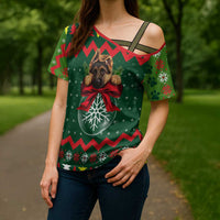 German Shepherd Ornament Christmas Cross Shoulder Shirt Xmas Holiday Patterns - Wonder Print Shop