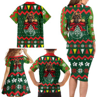German Shepherd Ornament Christmas Family Matching Long Sleeve Bodycon Dress and Hawaiian Shirt Xmas Holiday Patterns - Wonder Print Shop