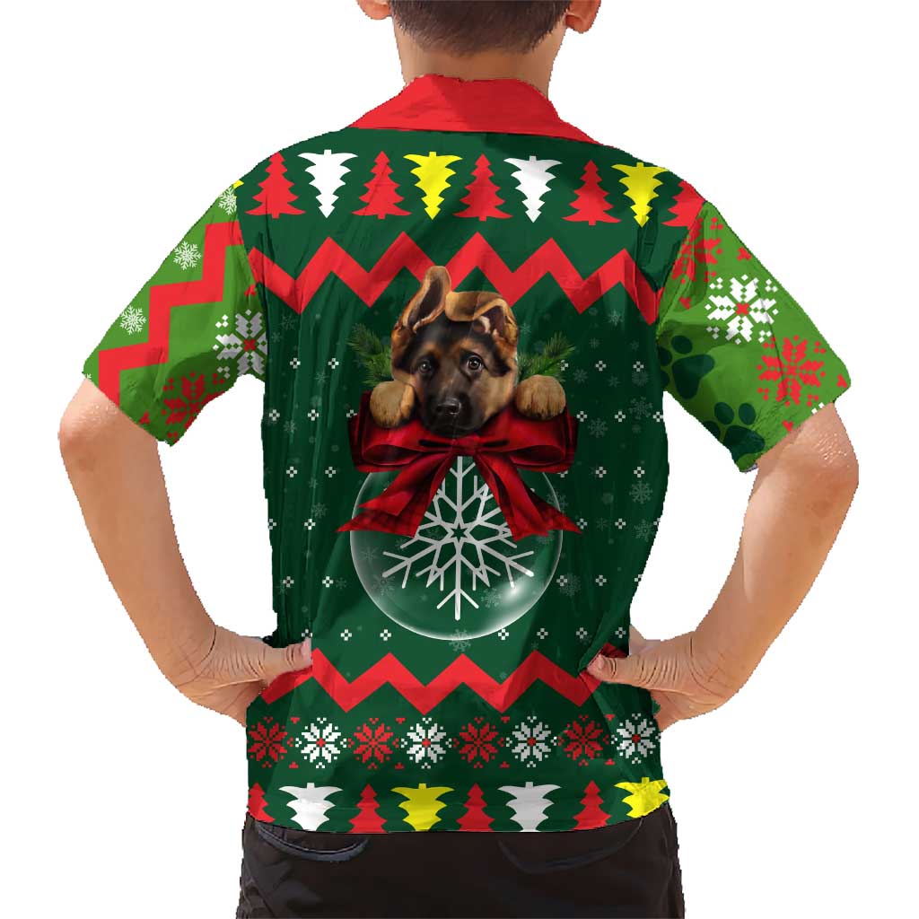 German Shepherd Ornament Christmas Family Matching Off The Shoulder Long Sleeve Dress and Hawaiian Shirt Xmas Holiday Patterns - Wonder Print Shop