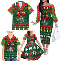 German Shepherd Ornament Christmas Family Matching Off The Shoulder Long Sleeve Dress and Hawaiian Shirt Xmas Holiday Patterns - Wonder Print Shop