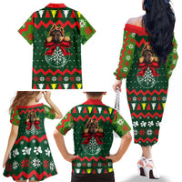 German Shepherd Ornament Christmas Family Matching Off The Shoulder Long Sleeve Dress and Hawaiian Shirt Xmas Holiday Patterns - Wonder Print Shop