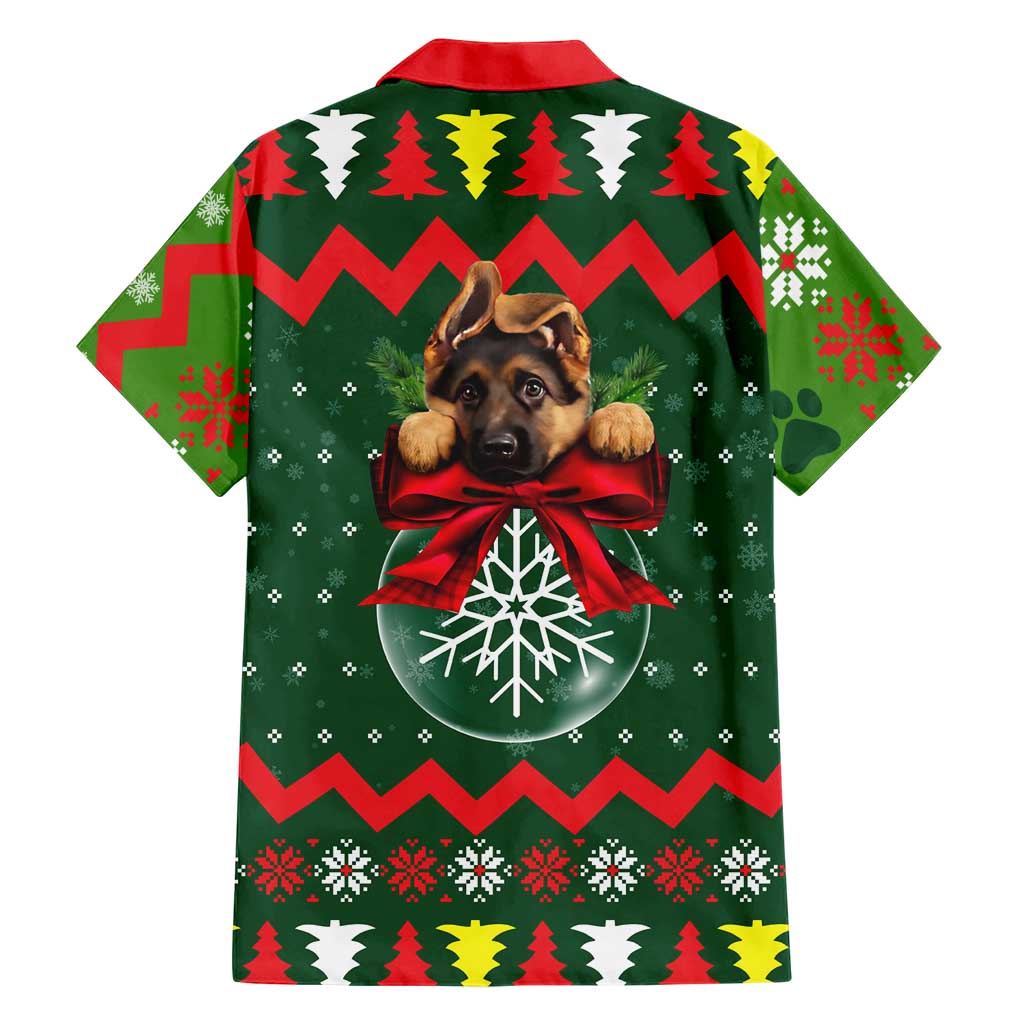 German Shepherd Ornament Christmas Family Matching Off The Shoulder Long Sleeve Dress and Hawaiian Shirt Xmas Holiday Patterns - Wonder Print Shop
