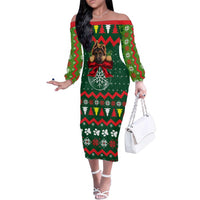 German Shepherd Ornament Christmas Family Matching Off The Shoulder Long Sleeve Dress and Hawaiian Shirt Xmas Holiday Patterns - Wonder Print Shop
