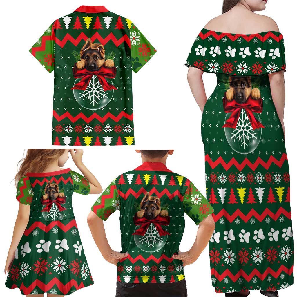 German Shepherd Ornament Christmas Family Matching Off Shoulder Maxi Dress and Hawaiian Shirt Xmas Holiday Patterns - Wonder Print Shop