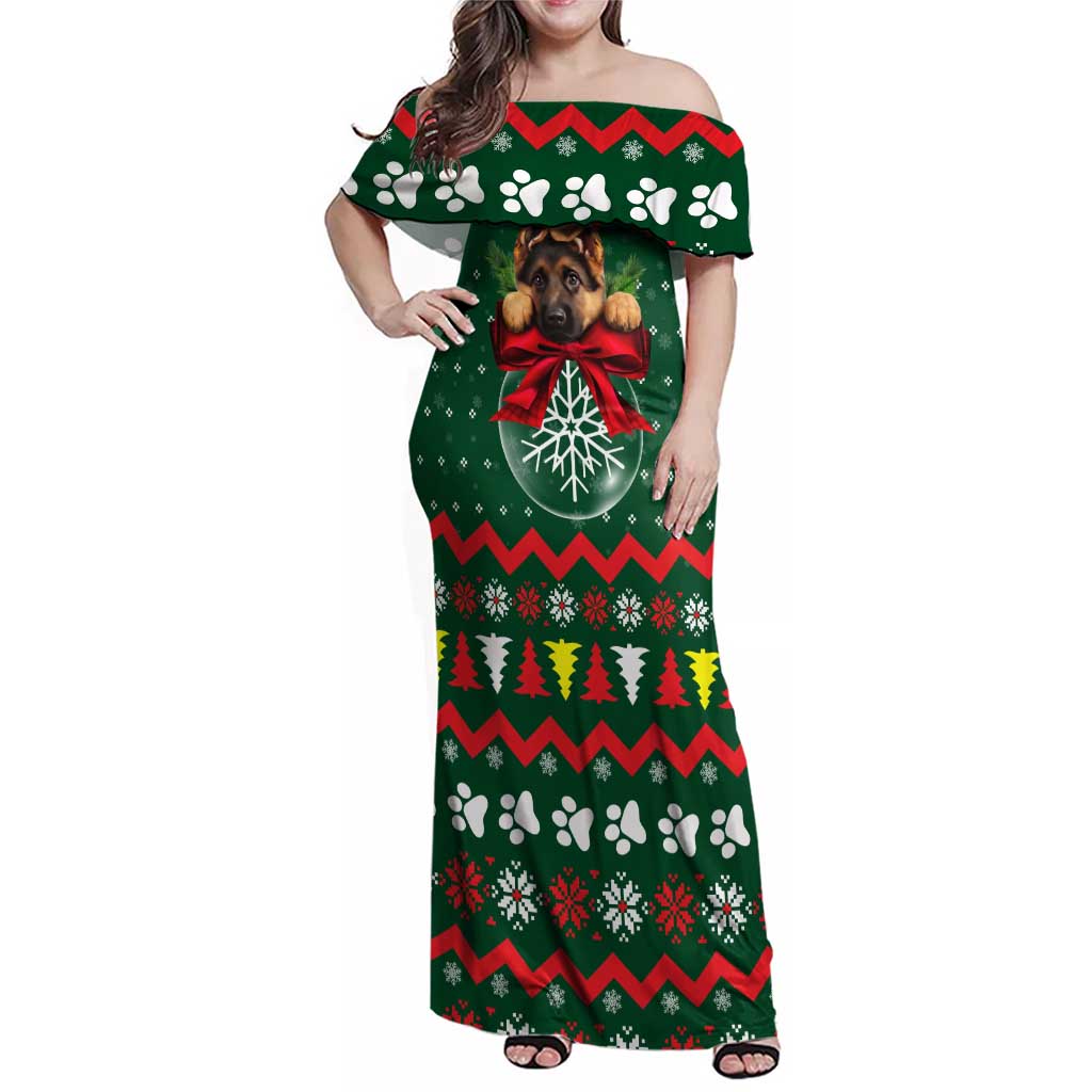 German Shepherd Ornament Christmas Family Matching Off Shoulder Maxi Dress and Hawaiian Shirt Xmas Holiday Patterns - Wonder Print Shop
