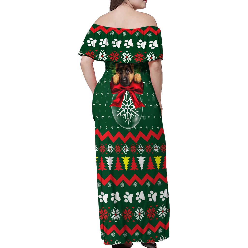 German Shepherd Ornament Christmas Family Matching Off Shoulder Maxi Dress and Hawaiian Shirt Xmas Holiday Patterns - Wonder Print Shop