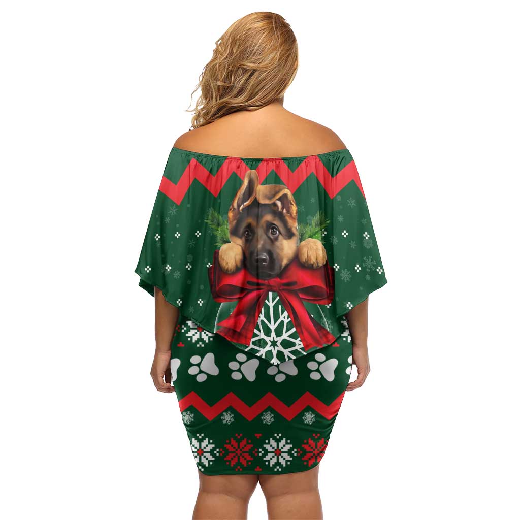 German Shepherd Ornament Christmas Family Matching Off Shoulder Short Dress and Hawaiian Shirt Xmas Holiday Patterns - Wonder Print Shop