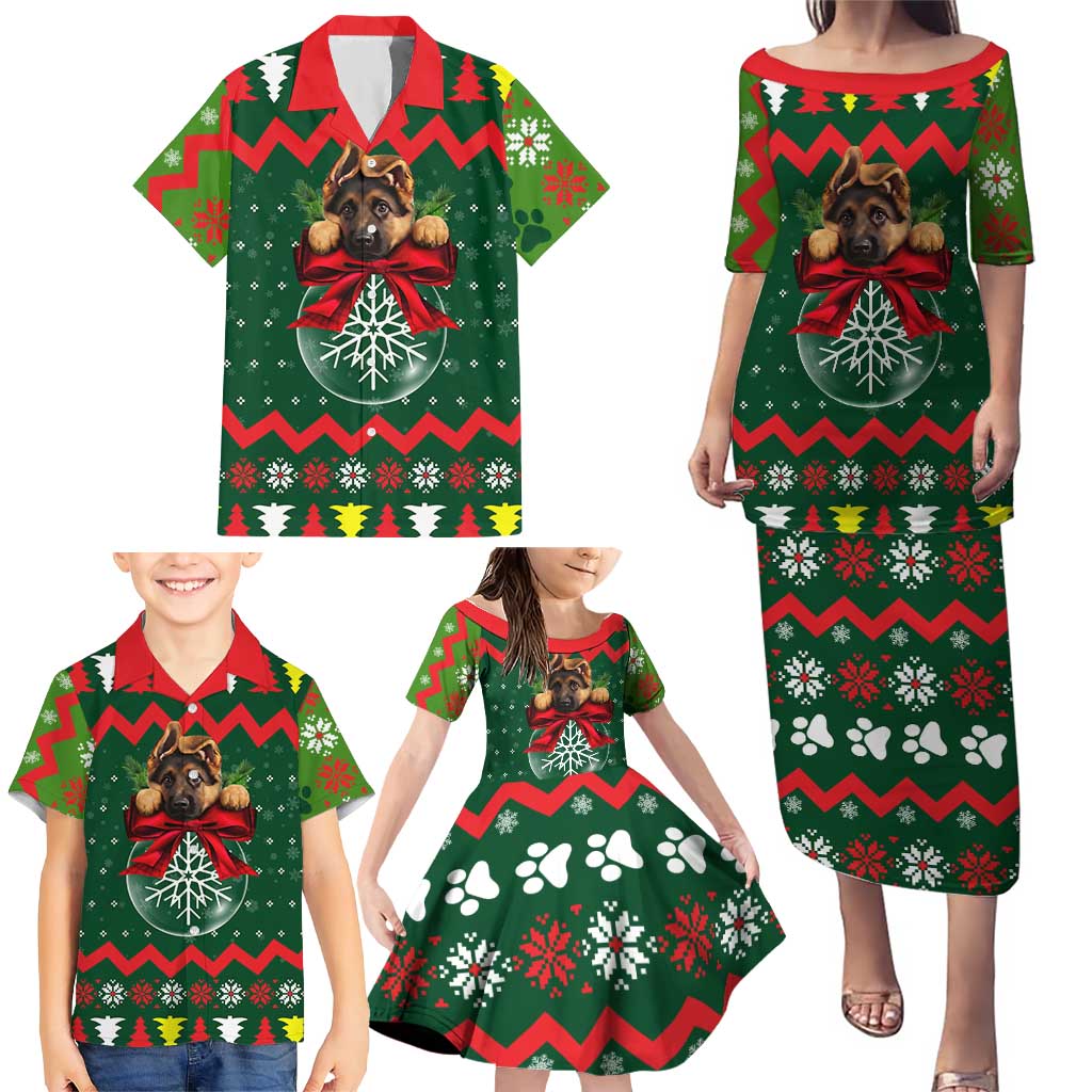 German Shepherd Ornament Christmas Family Matching Puletasi and Hawaiian Shirt Xmas Holiday Patterns - Wonder Print Shop