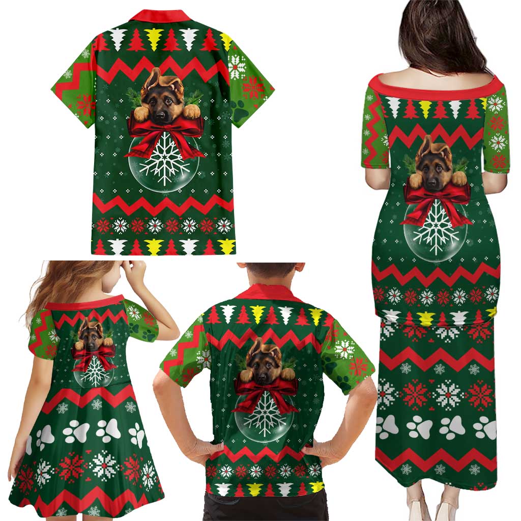 German Shepherd Ornament Christmas Family Matching Puletasi and Hawaiian Shirt Xmas Holiday Patterns - Wonder Print Shop
