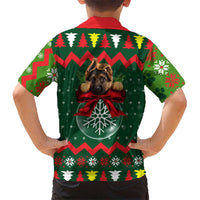 German Shepherd Ornament Christmas Family Matching Short Sleeve Bodycon Dress and Hawaiian Shirt Xmas Holiday Patterns - Wonder Print Shop