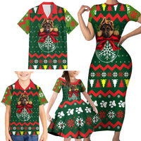 German Shepherd Ornament Christmas Family Matching Short Sleeve Bodycon Dress and Hawaiian Shirt Xmas Holiday Patterns - Wonder Print Shop