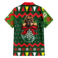 German Shepherd Ornament Christmas Family Matching Short Sleeve Bodycon Dress and Hawaiian Shirt Xmas Holiday Patterns - Wonder Print Shop
