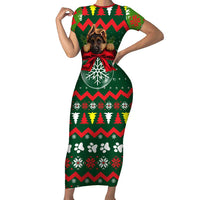 German Shepherd Ornament Christmas Family Matching Short Sleeve Bodycon Dress and Hawaiian Shirt Xmas Holiday Patterns - Wonder Print Shop