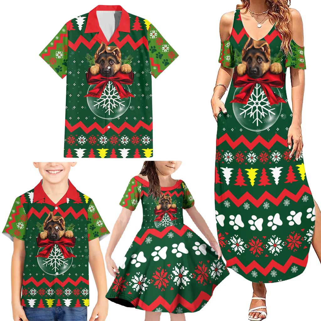 German Shepherd Ornament Christmas Family Matching Summer Maxi Dress and Hawaiian Shirt Xmas Holiday Patterns - Wonder Print Shop