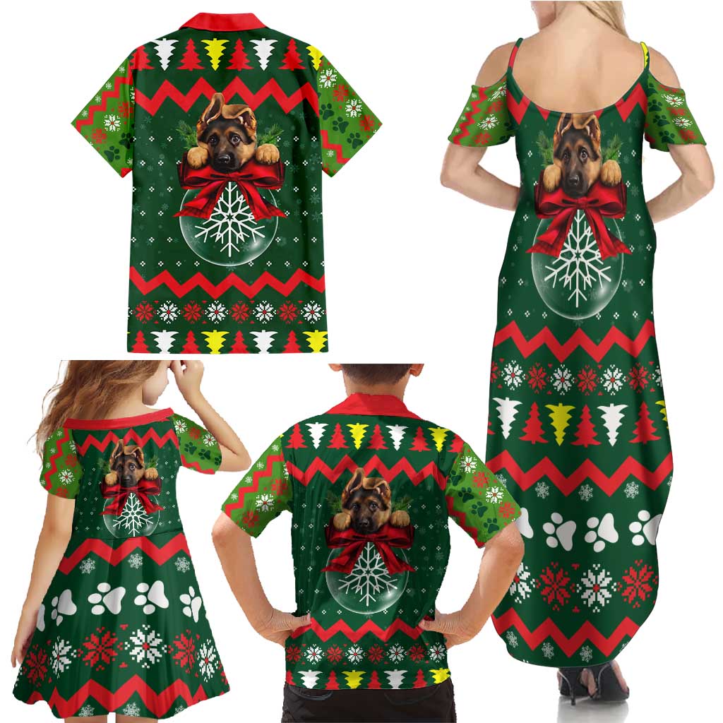 German Shepherd Ornament Christmas Family Matching Summer Maxi Dress and Hawaiian Shirt Xmas Holiday Patterns - Wonder Print Shop