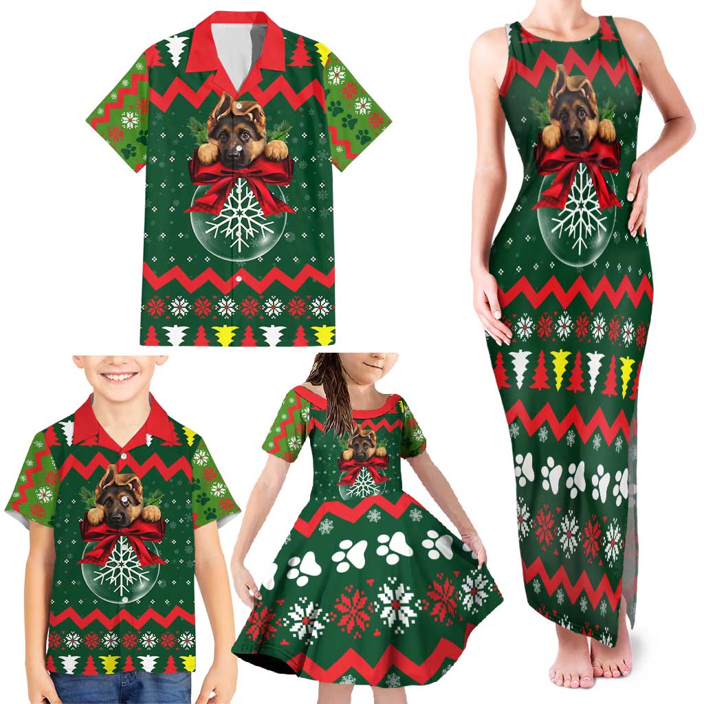 German Shepherd Ornament Christmas Family Matching Tank Maxi Dress and Hawaiian Shirt Xmas Holiday Patterns - Wonder Print Shop