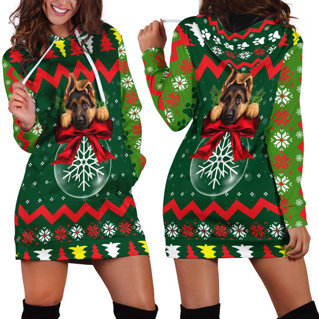German Shepherd Ornament Christmas Hoodie Dress Xmas Holiday Patterns - Wonder Print Shop