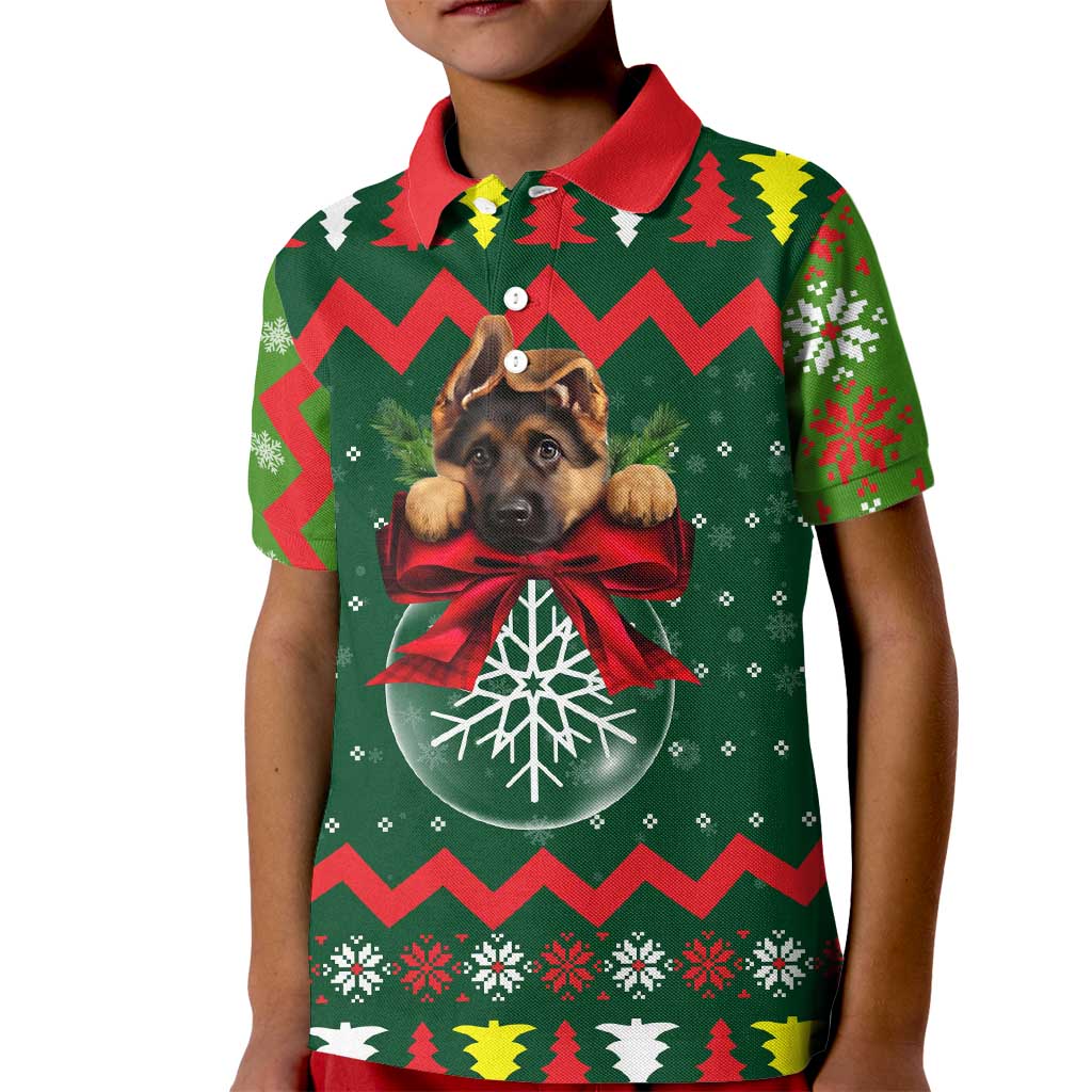 German Shepherd Ornament Christmas Kid Polo Shirt Xmas Holiday Patterns - Wonder Print Shop