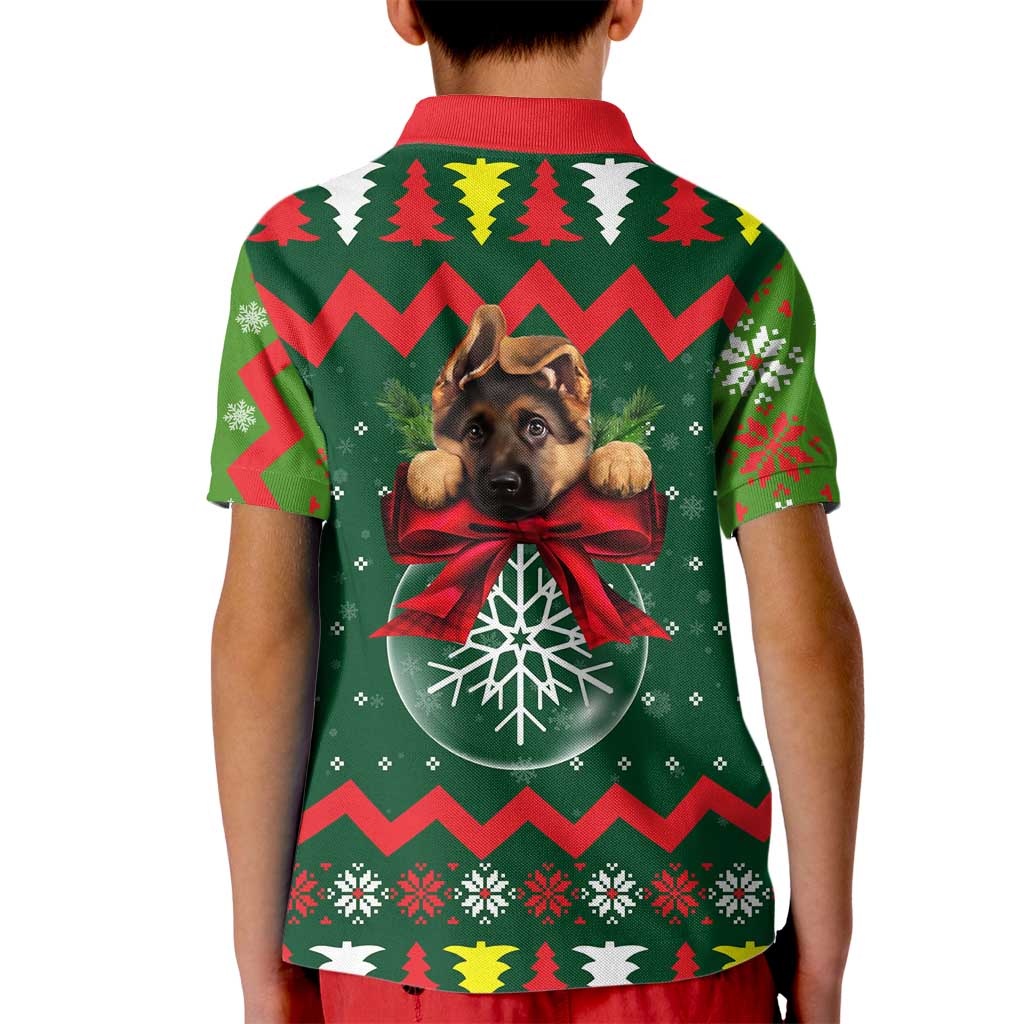 German Shepherd Ornament Christmas Kid Polo Shirt Xmas Holiday Patterns - Wonder Print Shop