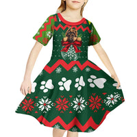 German Shepherd Ornament Christmas Kid Short Sleeve Dress Xmas Holiday Patterns - Wonder Print Shop