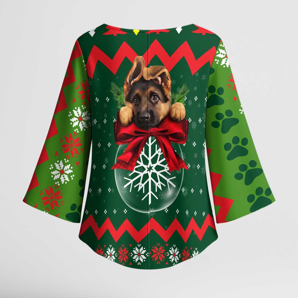 German Shepherd Ornament Christmas Kimono Sleeve Blouse Xmas Holiday Patterns - Wonder Print Shop