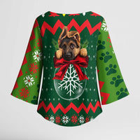 German Shepherd Ornament Christmas Kimono Sleeve Blouse Xmas Holiday Patterns - Wonder Print Shop