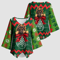 German Shepherd Ornament Christmas Kimono Sleeve Blouse Xmas Holiday Patterns - Wonder Print Shop